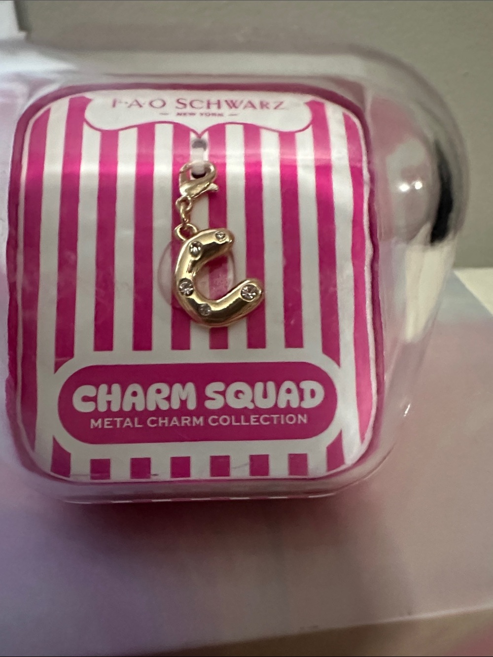 FAO Schwarz Charm Squad Gold Letter 'C' Charm with rhinestones NWT
